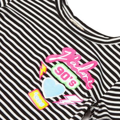 Mini girls stripe badge t-shirt